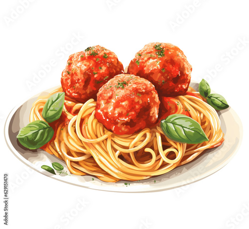 Spaghetti meatball illustration