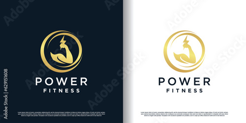 fitness logo design with creative concept premium vector