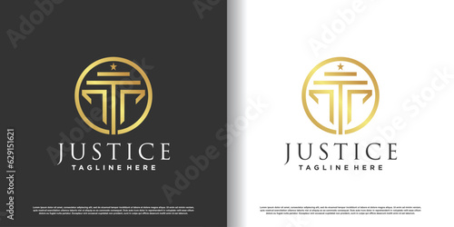 law logo design with creative concept premium vector