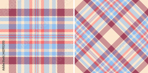 Seamless check textile of fabric vector texture with a plaid pattern background tartan.