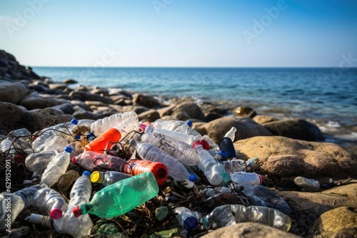 Environmental Concern: Plastic Bottles Washed Ashore