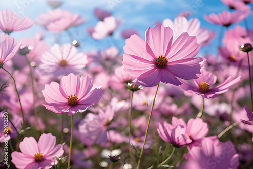 Beautiful cosmos flowers blooming in the garden for background.GenerativeAI.