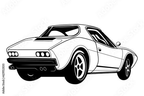 Sport car vector illustration for t shirt design, print and logo. Sportcar clipart of speed vehicle. © SolaruS