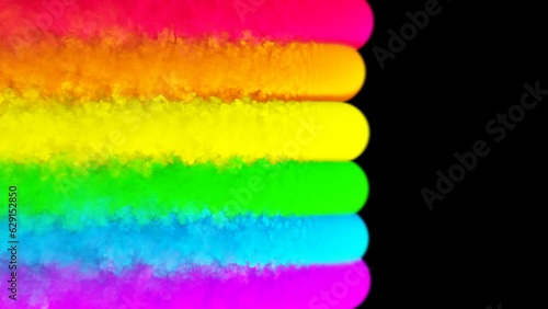 Rainbow smoke trails across the screen