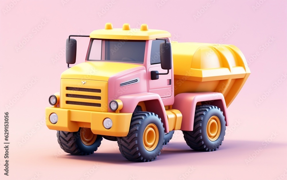 Tiny cute isometric dump truck emoji - Soft design, Generative Ai