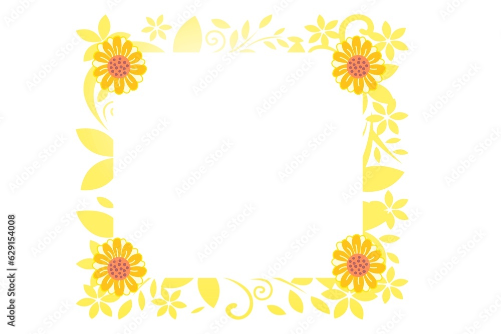 frame with flowers isolated on a white background
