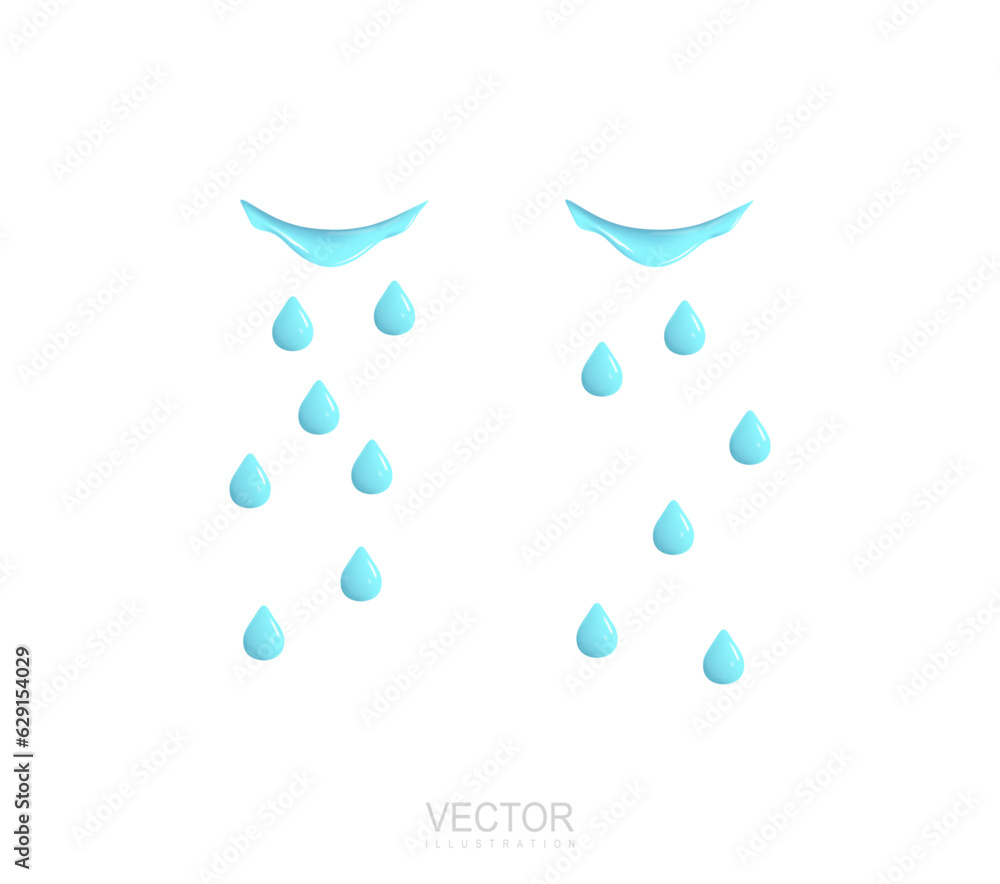 Tears Vector File Falling tears. Realistic vector cartoon character icon design. Cry ...