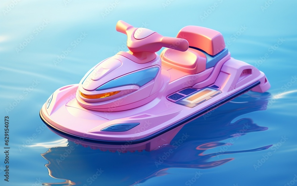 Tiny cute isometric jet ski emoji Soft design, Generative Ai Stock Illustration Adobe Stock