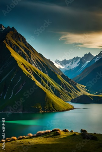 lake in the mountains New Zealand landscape Nature