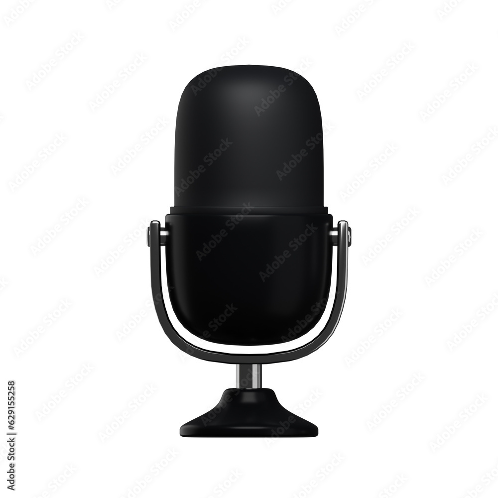 3d. Realistic black microphone isolated on transparent background. 3d. Realistic black microphone isolated on transparent background.