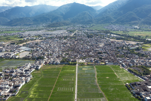 Fields and villages in Yunnan, China. photo