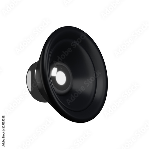 3d. Realistic black loudspeaker isolated on transparent background.