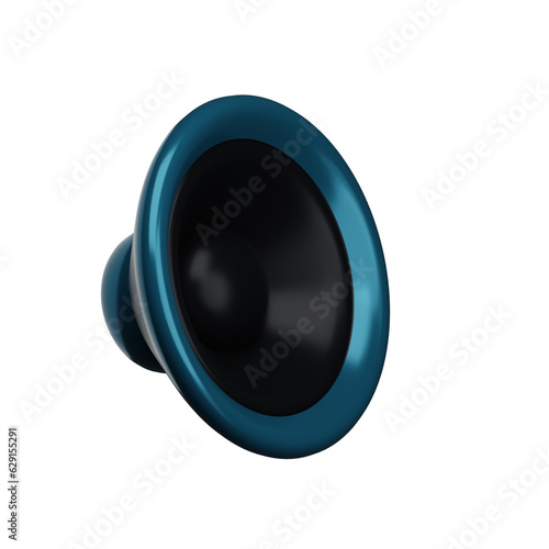 3d. Realistic blue loudspeaker isolated on transparent background.