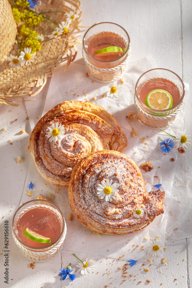 Sweet and yummy yeast cake made of fresh ingredients. Sweet and yummy yeast cake made of fresh ingredients.
