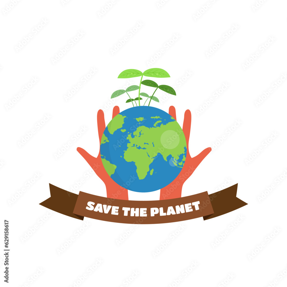 Vector slogan save environment, renewable energy and green earth on ...