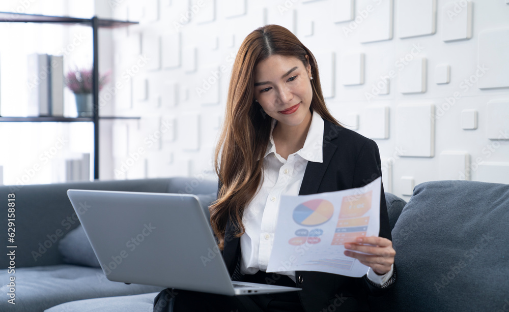 asian business woman working at home asian business woman working at home