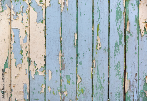 Vintage peeling paint texture. Grunge planks background.