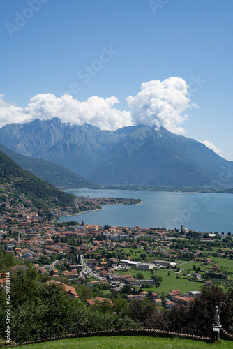  Como Lake in Lombardy, Italy with clouds over the mountains © VALERIYA