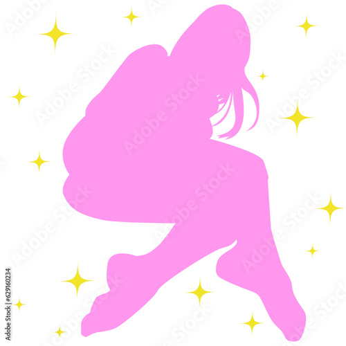 セクシーな女性のポーズシルエットのイラスト素材　ベクター