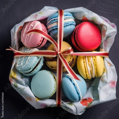 collection of colorful macarons - created using generative Ai tools