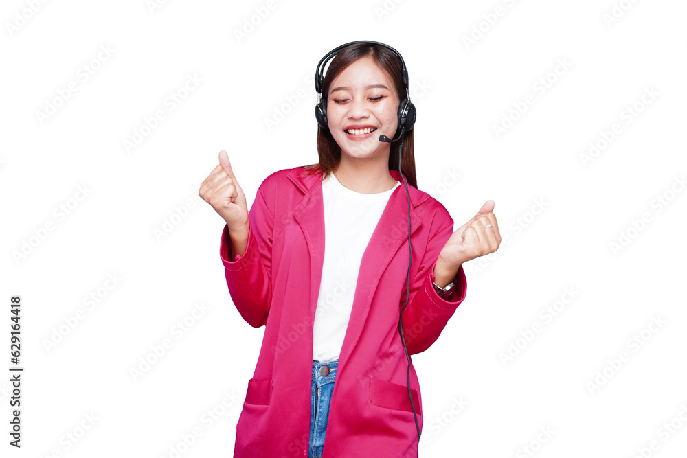 Beautiful asian female customer service representative smiling Beautiful asian female customer service representative smiling