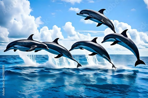 Dolphins Jumping out of Water  creative using generative AI tools