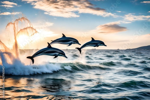 Dolphins Jumping out of Water  creative using generative AI tools