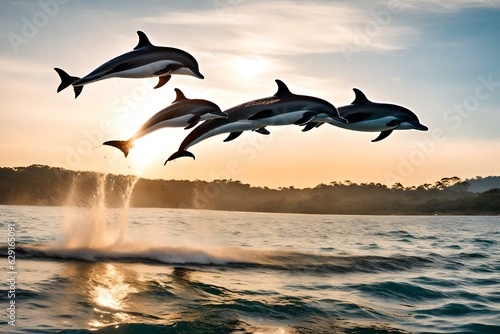 Dolphins Jumping out of Water, creative using generative AI tools