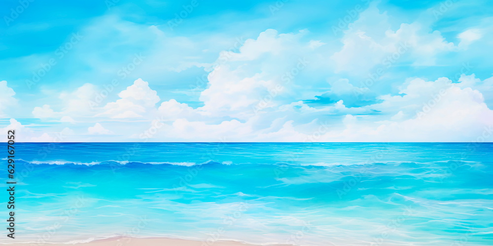 background inspired by the ocean, with shades of blue and aqua, capturing the serenity of a tropical beach paradise.