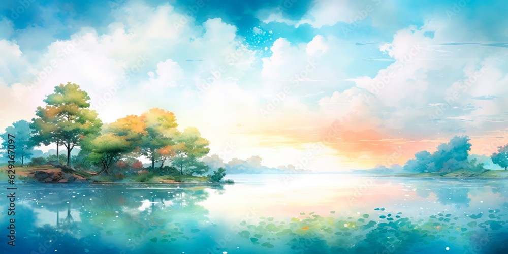 background with a blend of warm and cool tones, representing the balance of nature's elements in a peaceful landscape.