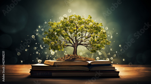 A visual metaphor of a teacher as the roots of a tree, nurturing growth and knowledge  photo