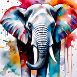 elephant with watercolor background
