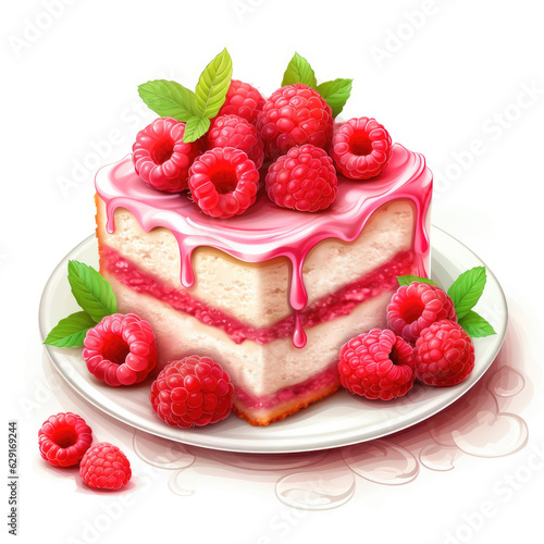 Raspberries cake clipart  isolated on white background