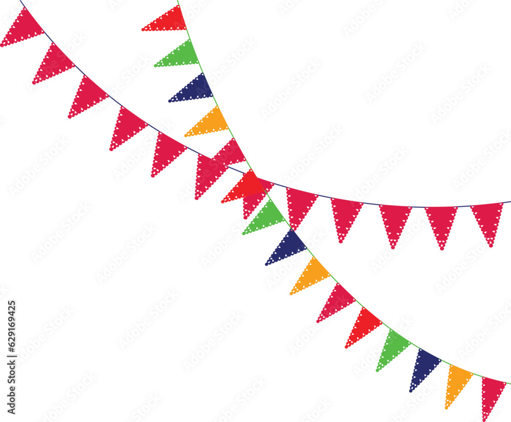 Fototapeta premium there are many colorful flags hanging from a string on a white background