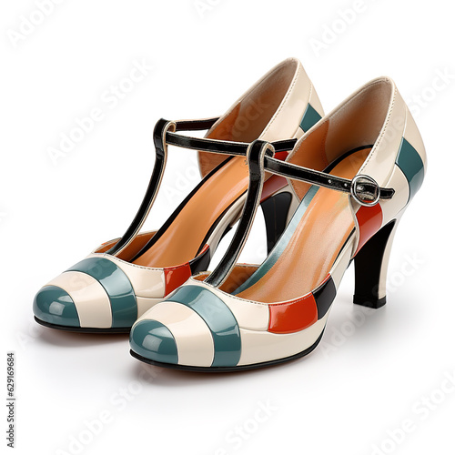 Vintage woman shoes on white background