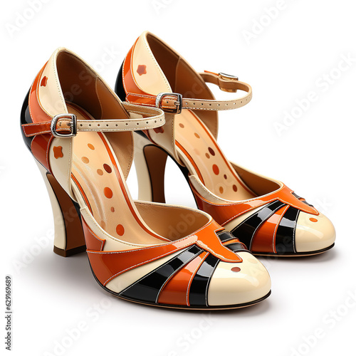 Vintage woman shoes on white background