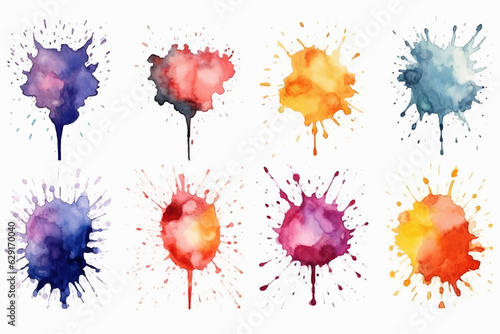 Set of watercolor blobs  isolated on white background