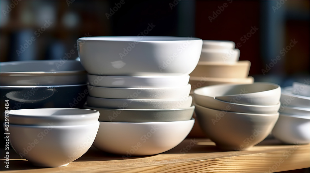 Stack of Elegant China Bowls - AI Generated Stack of Elegant China Bowls - AI Generated