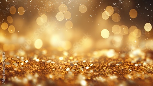 Shiny gold background with bokeh and sparkles © Sebastian Studio