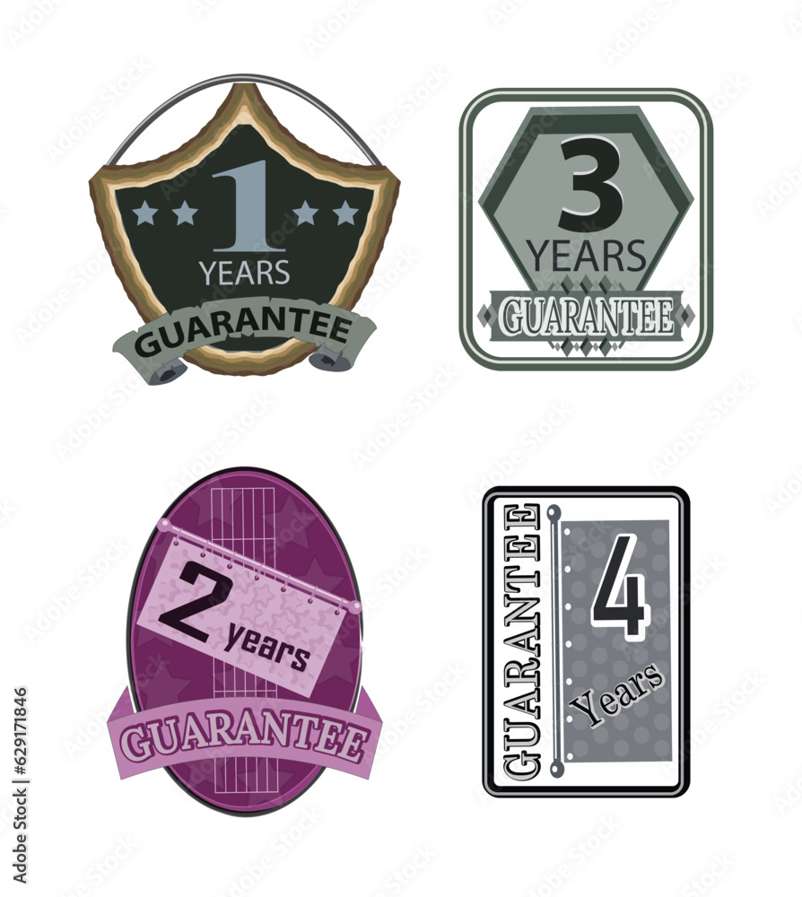 Obraz premium Set of badges.1 2 3 4 years Guarantee Badges set label. icon 