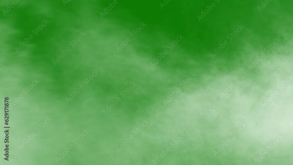 white smoke blowing horizontally on green screen background