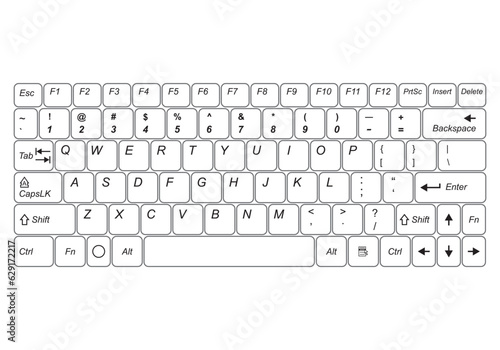 Computer keyboard isolated on a white background. Vector illustration.