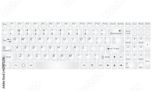 Computer keyboard isolated on a white background. Vector illustration.