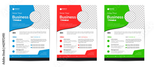 Vector Template Design Or Business Flyer Template Design With Blue, Red