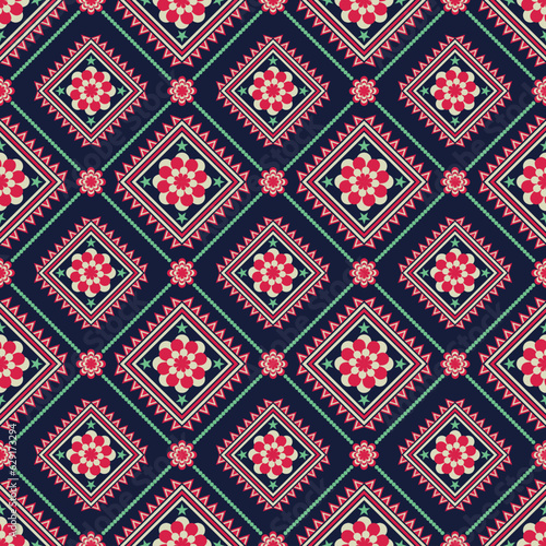 Geometric ethnic pattern seamless flower color. seamless pattern. Design for fabric,curtain,background,carpet,wallpaper,clothing,wrapping,Batik,mandalas,fabric,Vector illustration. pattern style. 
