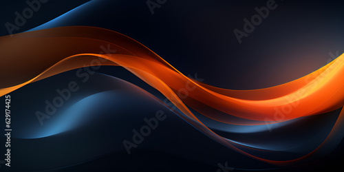 Blurry glowing wave and neon lines abstract 3d wallpaper background, Blue and orange abstract wallpaper blue and orange background orange and blue colors, generative Ai