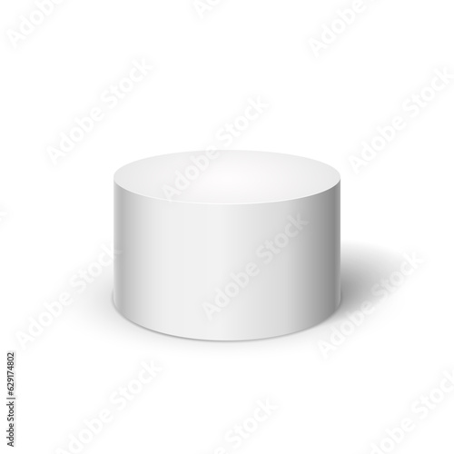 Cylinder on light background. Vector template for your design.