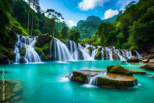 waterfall in the mountains