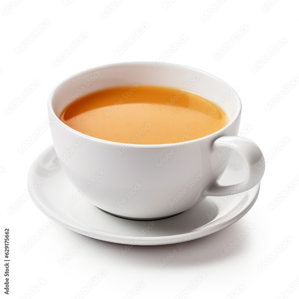 Butterscotch apple cider in a white cup isolated on white background Butterscotch apple cider in a white cup isolated on white background