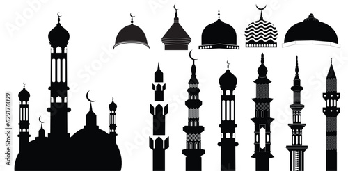 Silhouette of a mosque and dome Style